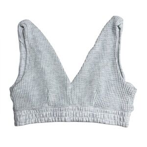 Free People One Size Ribbed Lounge Bralette Comfy Bra Gray